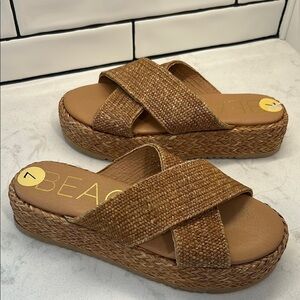 Beach By Matisse Hali Platform Sandal Boho Raffia Woven Women’s Size 7